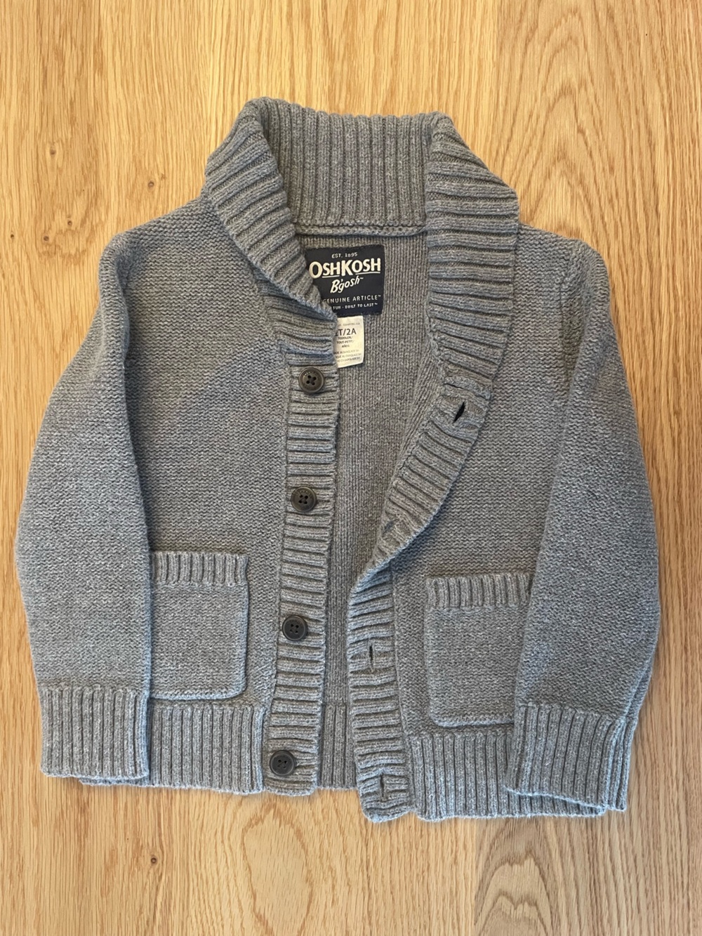 OshKosh B'gosh Light Gray Button-Front Knit Cardigan